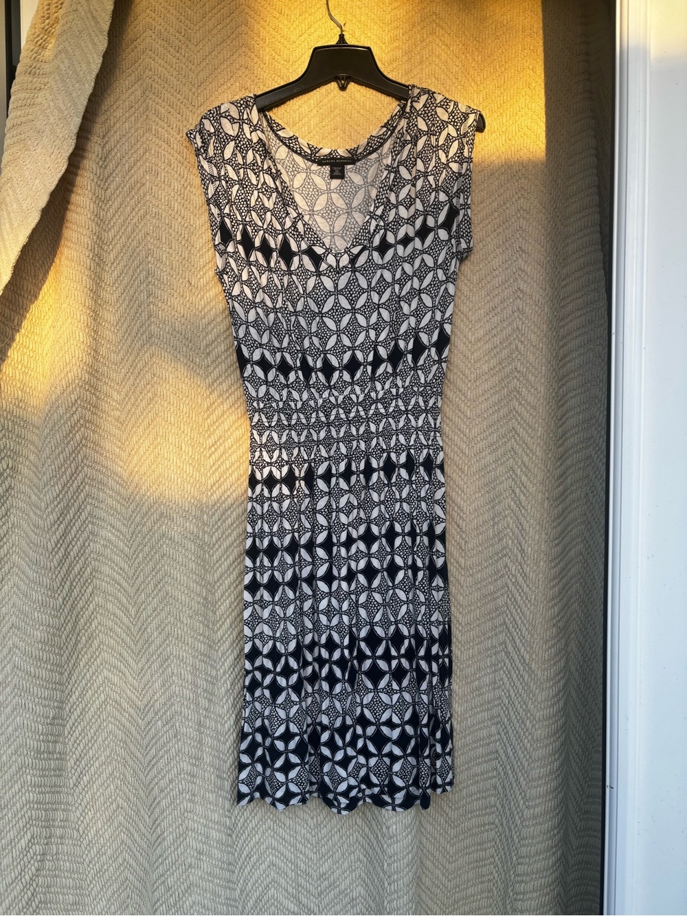 Banana Republic Black and White Geometric Midi Dress